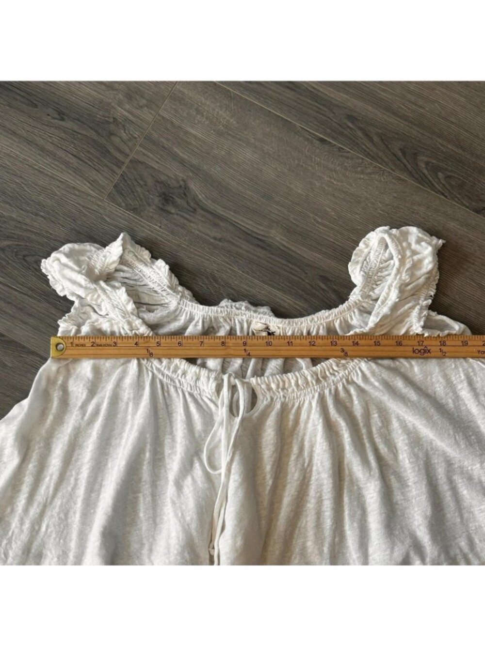 We The Free People Tank Top Women M White Linen Ruffle Strap Cropped Boho Summer - Picture 9 of 12